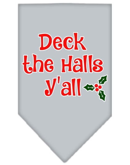 Deck the Halls Y'all Screen Print Bandana Grey Large