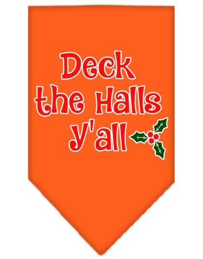 Deck the Halls Y'all Screen Print Bandana Orange Large