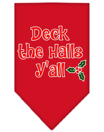 Deck the Halls Y'all Screen Print Bandana Red Large