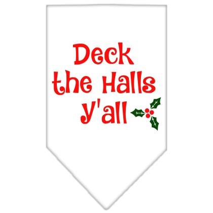 Deck the Halls Y'all Screen Print Bandana White Large