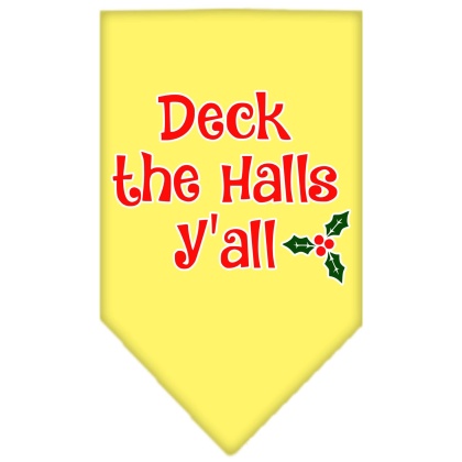 Deck the Halls Y'all Screen Print Bandana Yellow Large