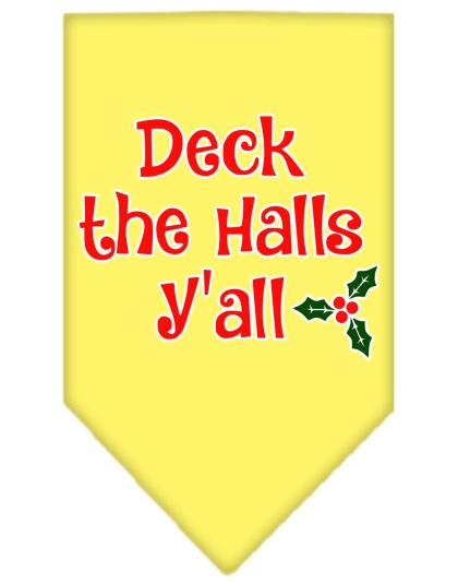 Deck the Halls Y'all Screen Print Bandana Yellow Large