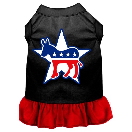 Democrat Screen Print Dress Black with Red Lg