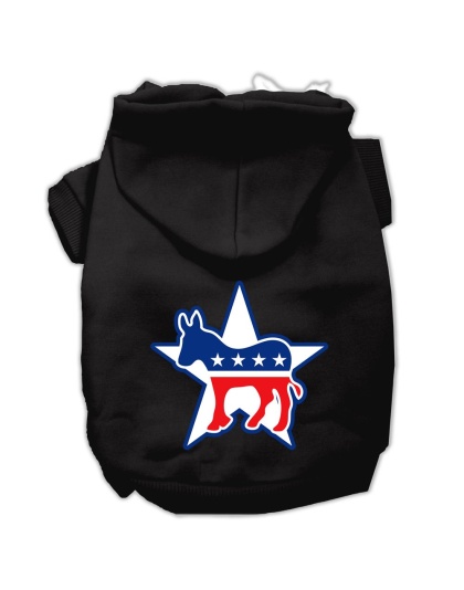 Democrat Screen Print Pet Hoodies Black Size Lg