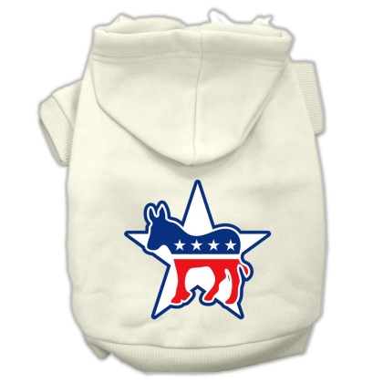 Democrat Screen Print Pet Hoodies Cream Size Lg