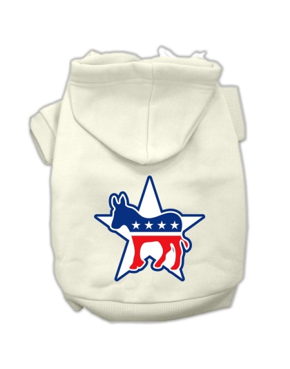 Democrat Screen Print Pet Hoodies Cream Size Lg