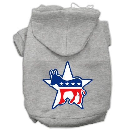 Democrat Screen Print Pet Hoodies Grey Size Lg