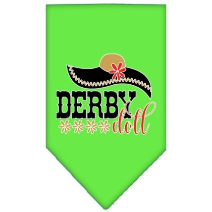 Derby Doll Screen Print Bandana Lime Green Large