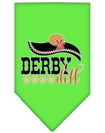 Derby Doll Screen Print Bandana Lime Green Large