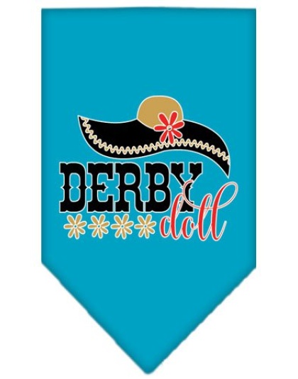 Derby Doll Screen Print Bandana Turquoise Large