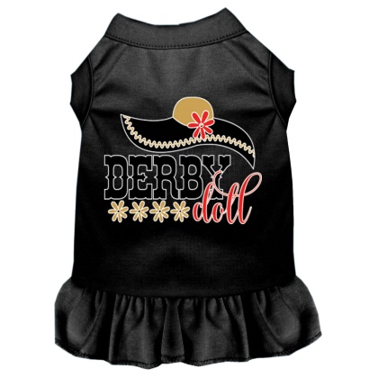 Derby Doll Screen Print Dog Dress Black 4X (22)