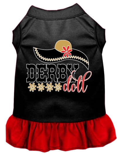 Derby Doll Screen Print Dog Dress Black with Red Lg