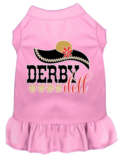 Derby Doll Screen Print Dog Dress Light Pink 4X (22)