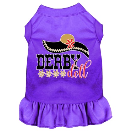 Derby Doll Screen Print Dog Dress Purple 4X (22)