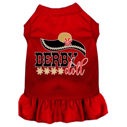 Derby Doll Screen Print Dog Dress Red 4X (22)