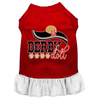 Derby Doll Screen Print Dog Dress Red with White Lg