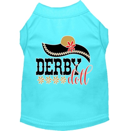 Derby Doll Screen Print Dog Shirt Aqua Lg