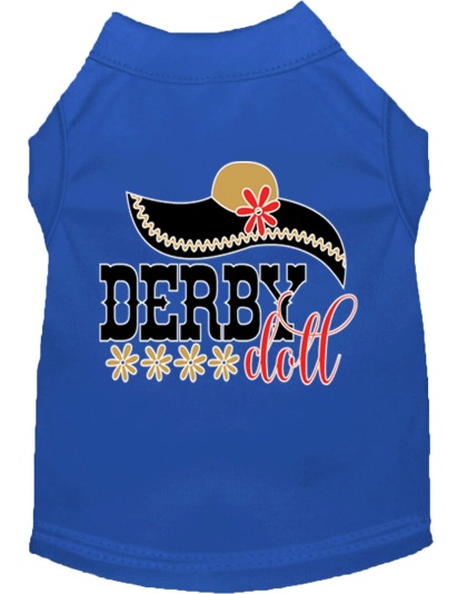 Derby Doll Screen Print Dog Shirt Blue Lg