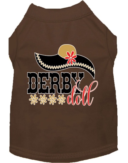 Derby Doll Screen Print Dog Shirt Brown Lg