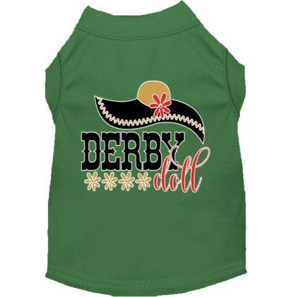 Derby Doll Screen Print Dog Shirt Green Lg