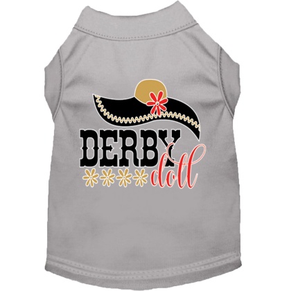 Derby Doll Screen Print Dog Shirt Grey Lg