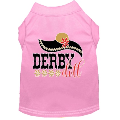 Derby Doll Screen Print Dog Shirt Light Pink Lg