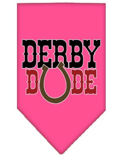 Derby Dude Screen Print Bandana Bright Pink Large