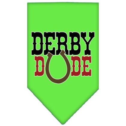 Derby Dude Screen Print Bandana Lime Green Large