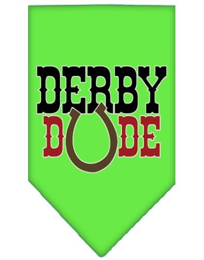 Derby Dude Screen Print Bandana Lime Green Large