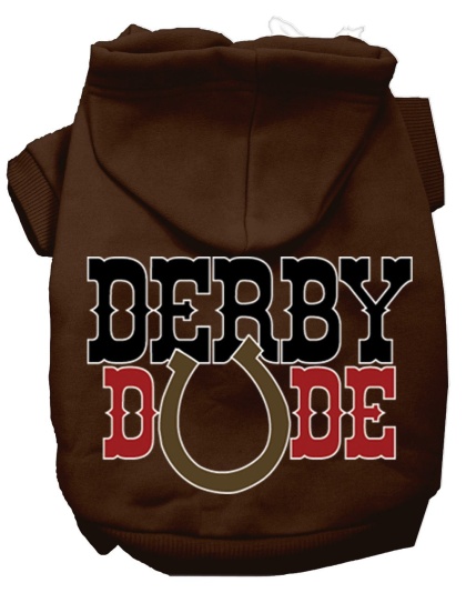 Derby Dude Screen Print Dog Hoodie Brown L