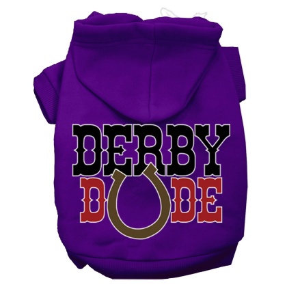 Derby Dude Screen Print Dog Hoodie Purple L