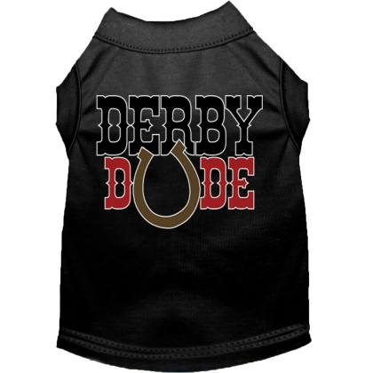 Derby Dude Screen Print Dog Shirt Black Lg