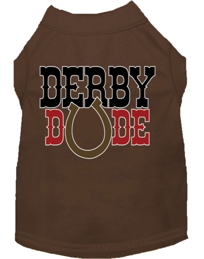 Derby Dude Screen Print Dog Shirt Brown Lg