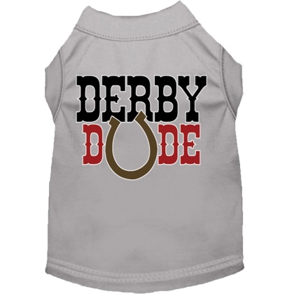 Derby Dude Screen Print Dog Shirt Grey Lg