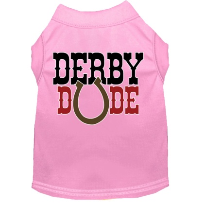 Derby Dude Screen Print Dog Shirt Light Pink Lg