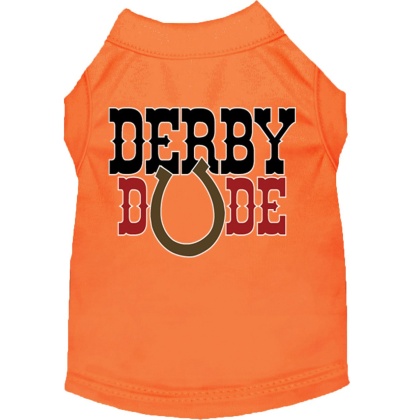 Derby Dude Screen Print Dog Shirt Orange Lg