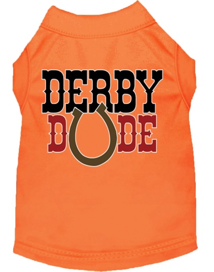 Derby Dude Screen Print Dog Shirt Orange Lg