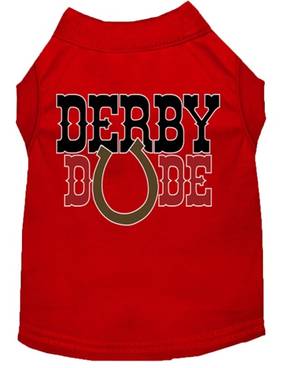 Derby Dude Screen Print Dog Shirt Red Lg