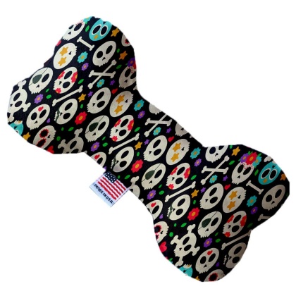 Dia de Los Muertos Skulls 10 Inch Canvas Bone Dog Toy