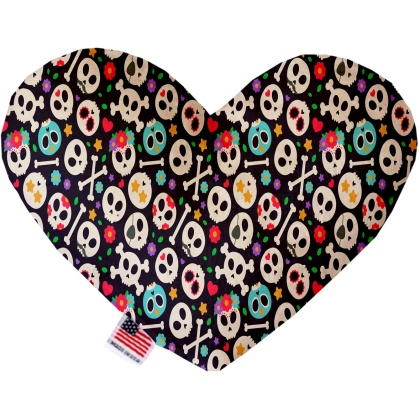 Dia de Los Muertos Skulls 6 Inch Canvas Heart Dog Toy