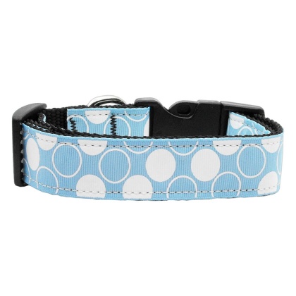 Diagonal Dots Nylon Collar Baby Blue Large