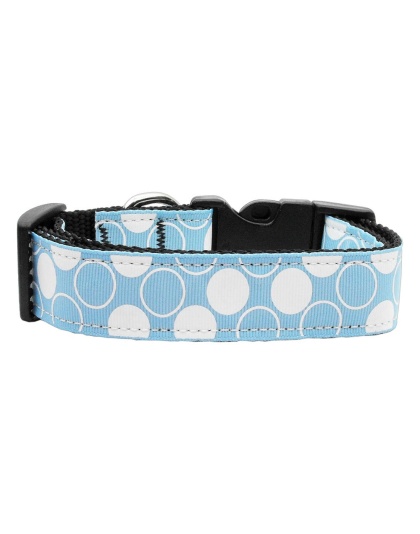 Diagonal Dots Nylon Collar Baby Blue Large