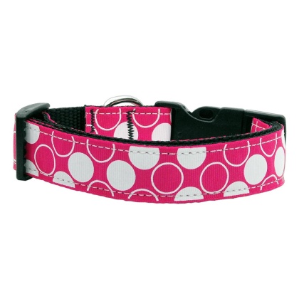 Diagonal Dots Nylon Collar Bright Pink Large