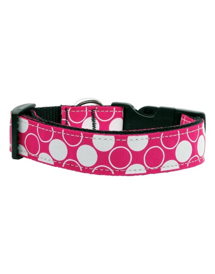 Diagonal Dots Nylon Collar Bright Pink Large