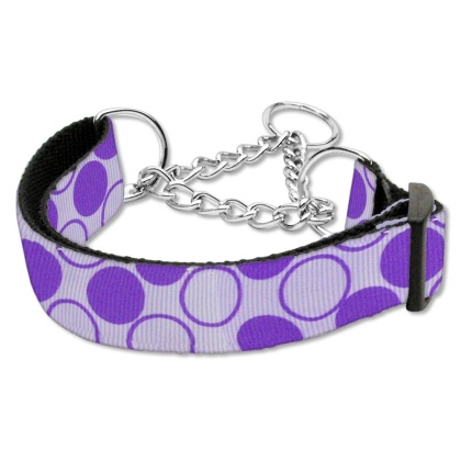 Diagonal Dots Nylon Collar Martingale Lavender Large