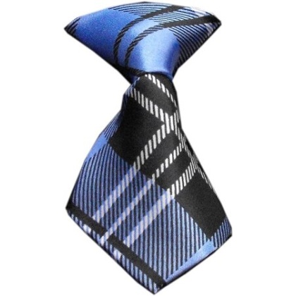 Dog Neck Tie Plaid Blue