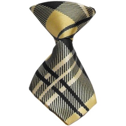 Dog Neck Tie Plaid Cream