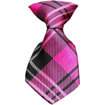 Dog Neck Tie Plaid Pink