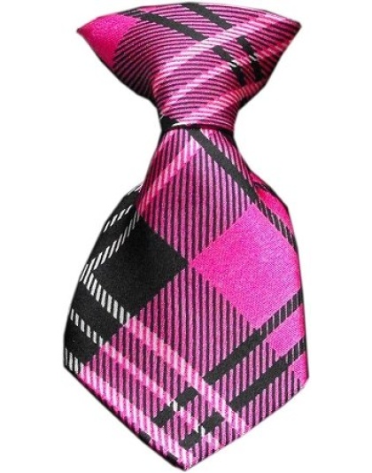 Dog Neck Tie Plaid Pink