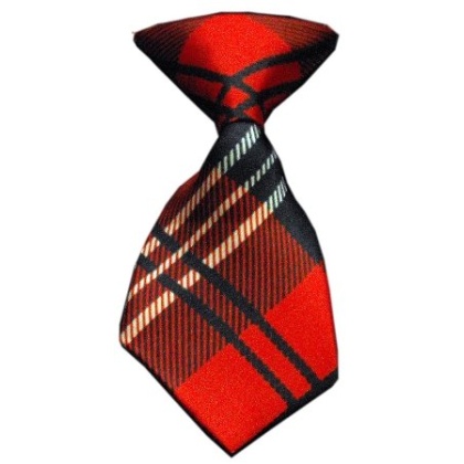 Dog Neck Tie Plaid Red